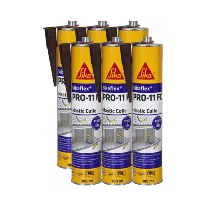 6 Colles mastic Sikaflex ton marron PRO 11 FC à prise rapide 300 ml SIKA