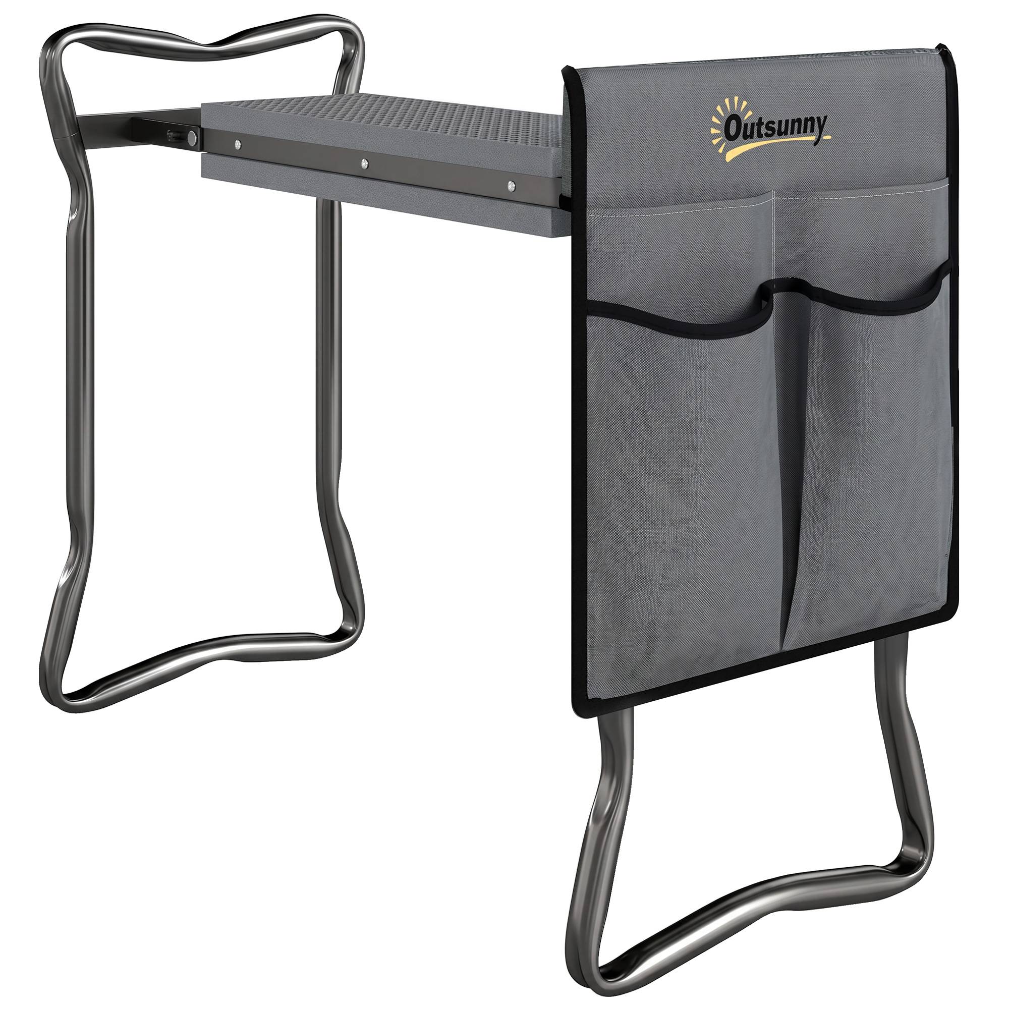ComfortXL - Banc agenouilloir de jardin pliable en acier et EVA gris et noir 58 x 28 x 49 cm pour jardiner confortablement - Image 10