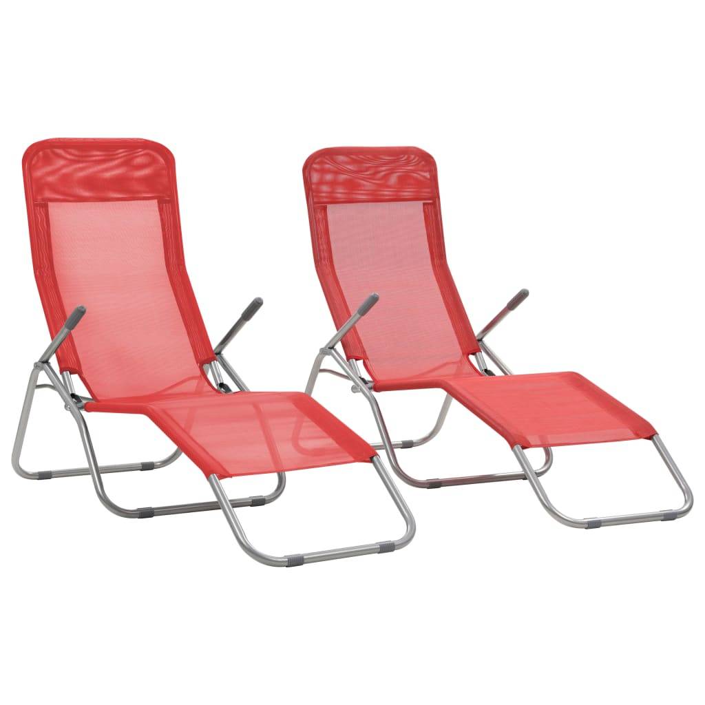 Helloshop26 - Chaises longues pliables 2 pièces textilène rouge - Image 1