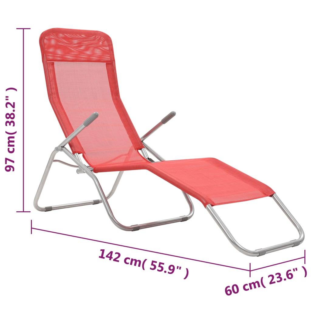 Helloshop26 - Chaises longues pliables 2 pièces textilène rouge - Image 8