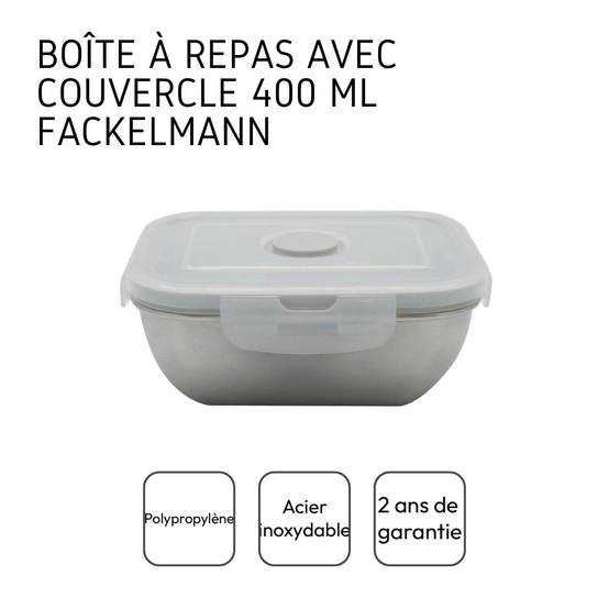 Lunch box inox 400 ml allant au microonde avec couvercle Fackelmann - Image 4