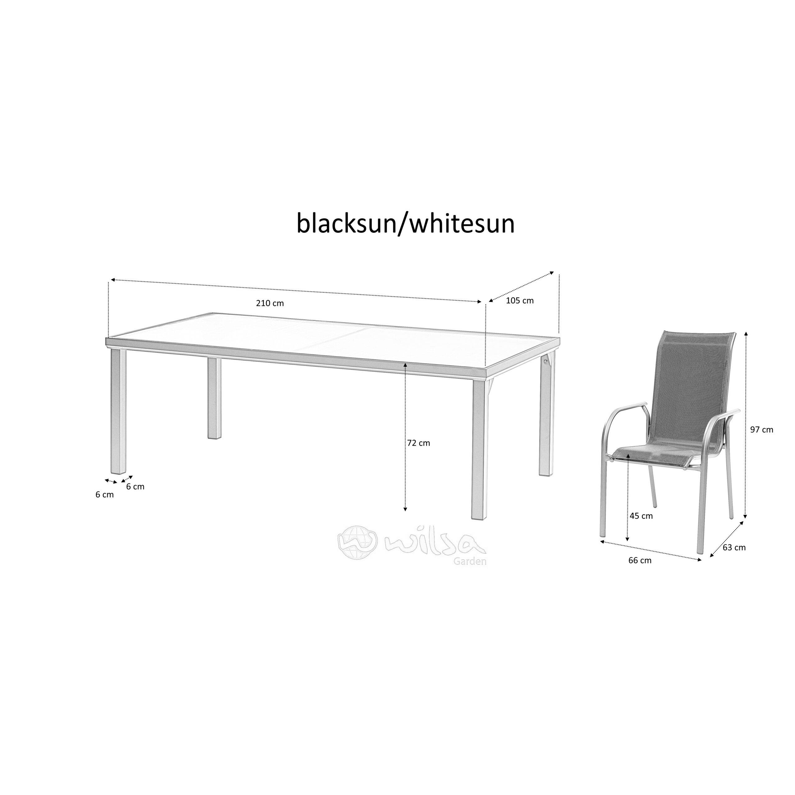Wilsa Garden - Table BlackSun 8 personnes structure en aluminium noire et verre trempé transparent - Image 6