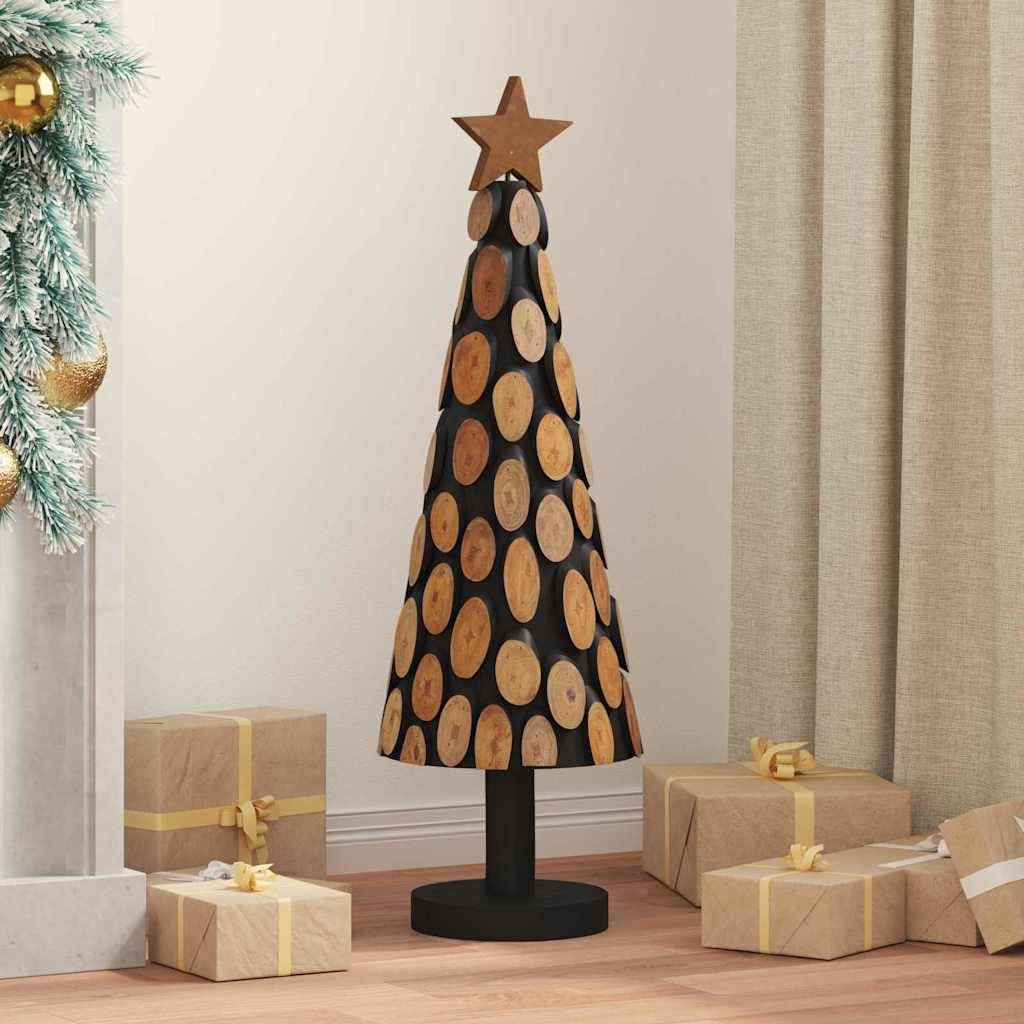 Maison Chic - Sapin de Noël | Arbre de Noël avec support Marron 90 cm Bois de teck solide Maison Chic - Image 2