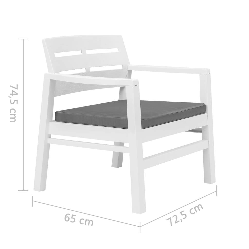 Vidaxl - Salon de jardin 3 pcs Plastique Blanc vidaXL 45620 - Image 3