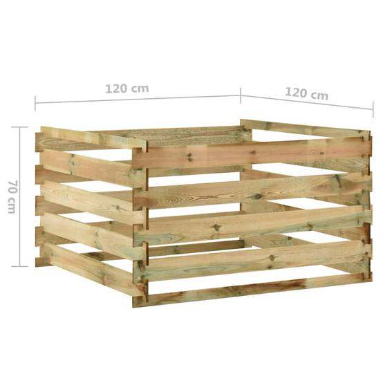 Composteur de jardin bois de pin vert 120 x 120 x 70 cm - PANGIVO - Image 5