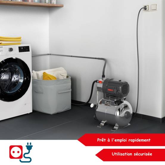 Surpresseur automatique domestique 1300W en acier inoxydable de 20 l idéal jardin et maison - Image 4