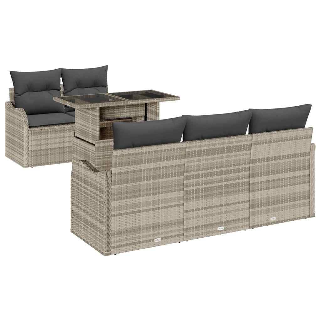 Vidaxl - Ensemble de canapé de jardin 6 pcs Gris clair polyrotin vidaXL 3348378 - Image 2