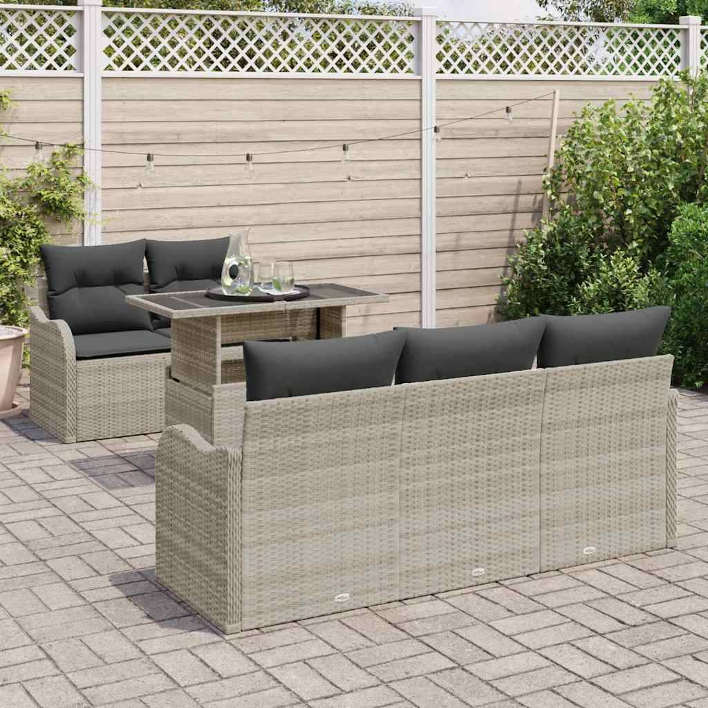 Vidaxl - Ensemble de canapé de jardin 6 pcs Gris clair polyrotin vidaXL 3348378 - Image 4