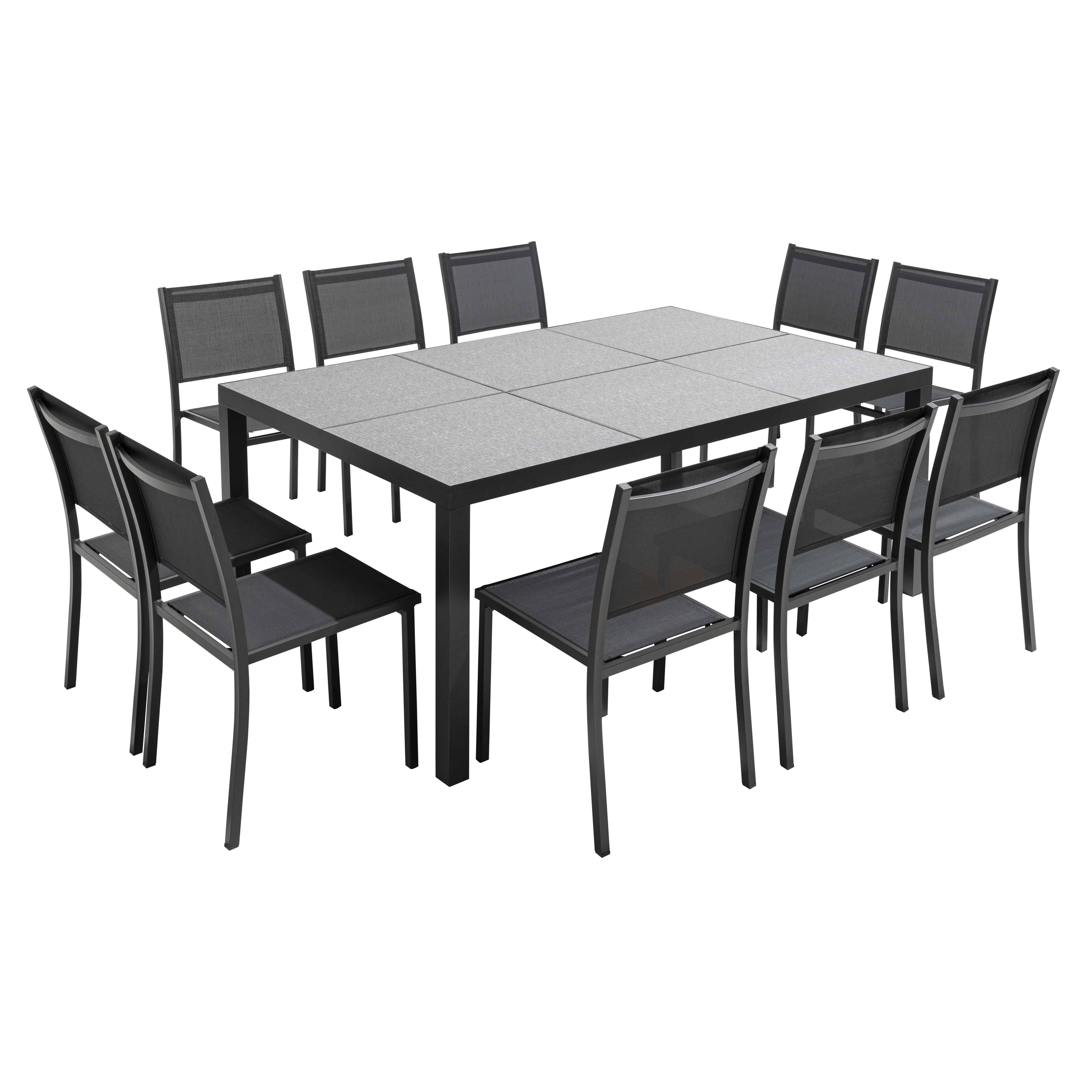 Oviala - Table de jardin 10 places 182 cm en aluminium céramique gris Tivoli - Oviala - Image 6