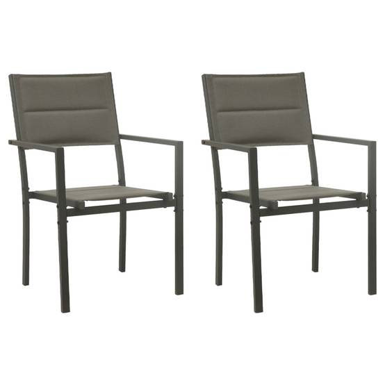 Lot de 2 Chaises de jardin - Chaises d'extérieur - Fauteuils de jardin Textilène acier Gris et anthracite - Image 2