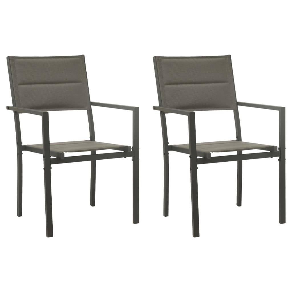 Lot de 2 Chaises de jardin - Chaises d'extérieur - Fauteuils de jardin Textilène acier Gris et anthracite - Image 2