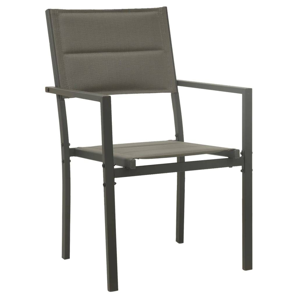Lot de 2 Chaises de jardin - Chaises d'extérieur - Fauteuils de jardin Textilène acier Gris et anthracite - Image 1
