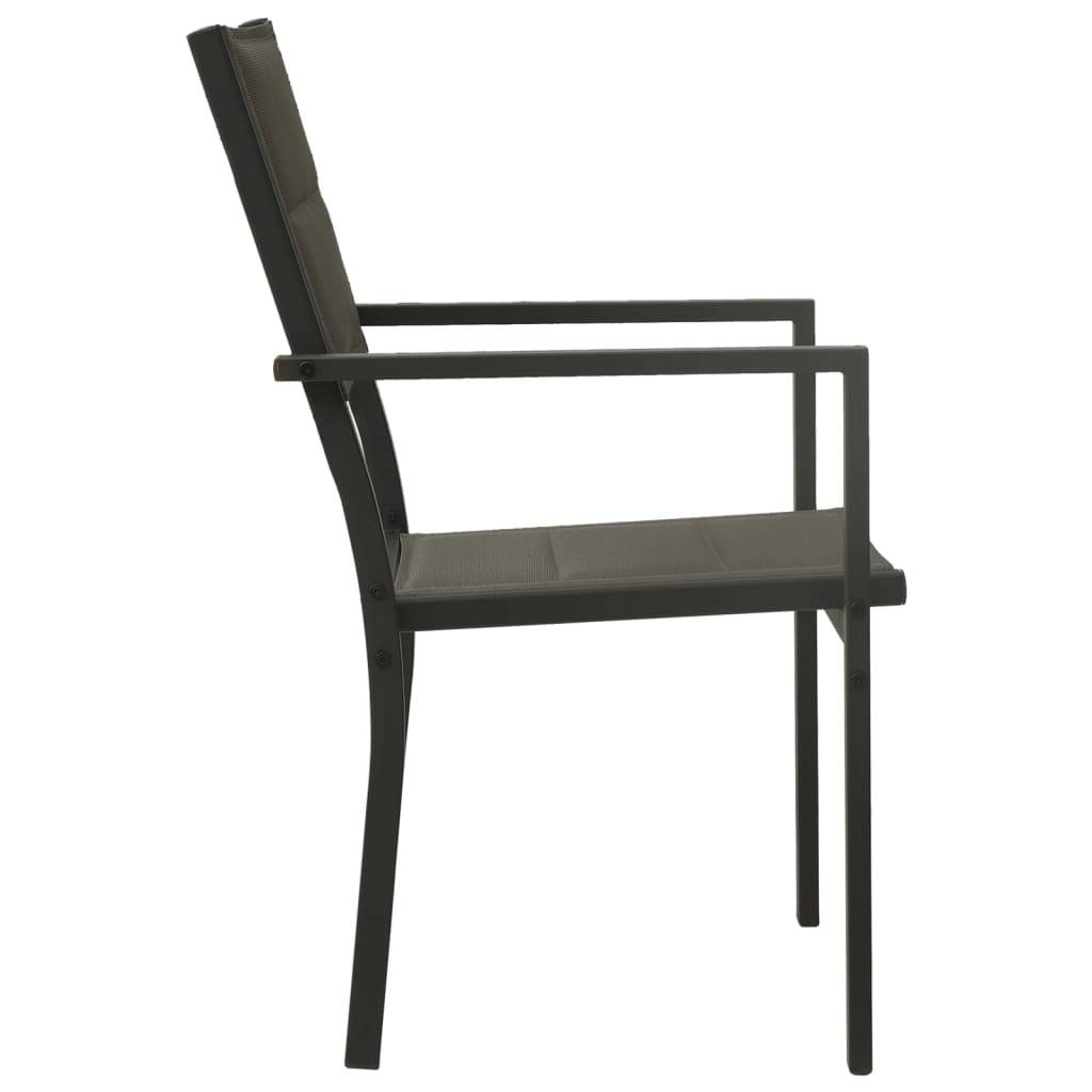 Lot de 2 Chaises de jardin - Chaises d'extérieur - Fauteuils de jardin Textilène acier Gris et anthracite - Image 4