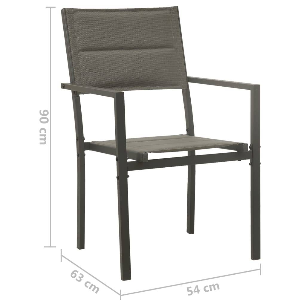 Lot de 2 Chaises de jardin - Chaises d'extérieur - Fauteuils de jardin Textilène acier Gris et anthracite - Image 8