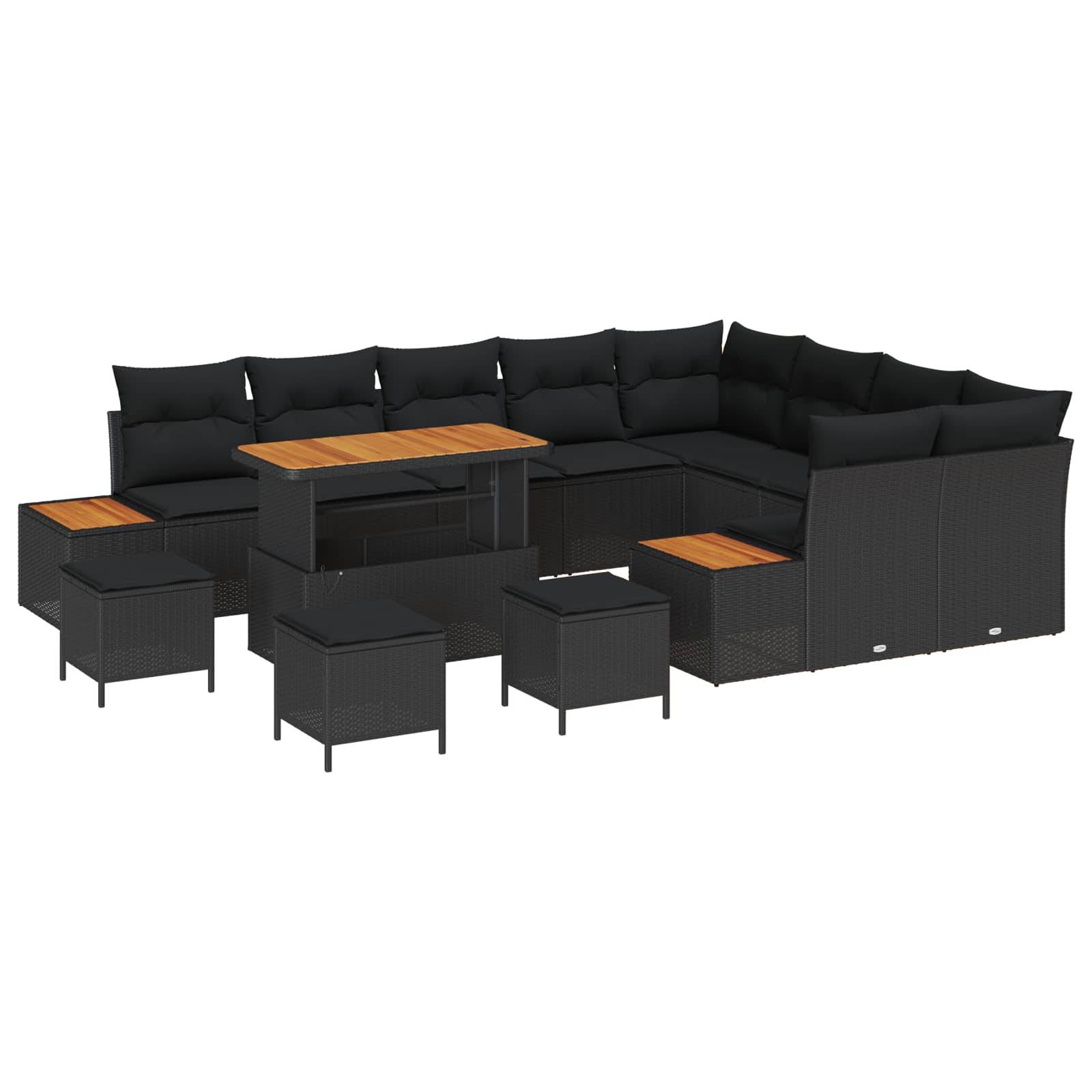 ComfortXL - Salon de Jardin Noir Poly Rotin & Coussins – Ensemble Canapé Modulaire avec Rangement – ComfortXL Outdoor Living