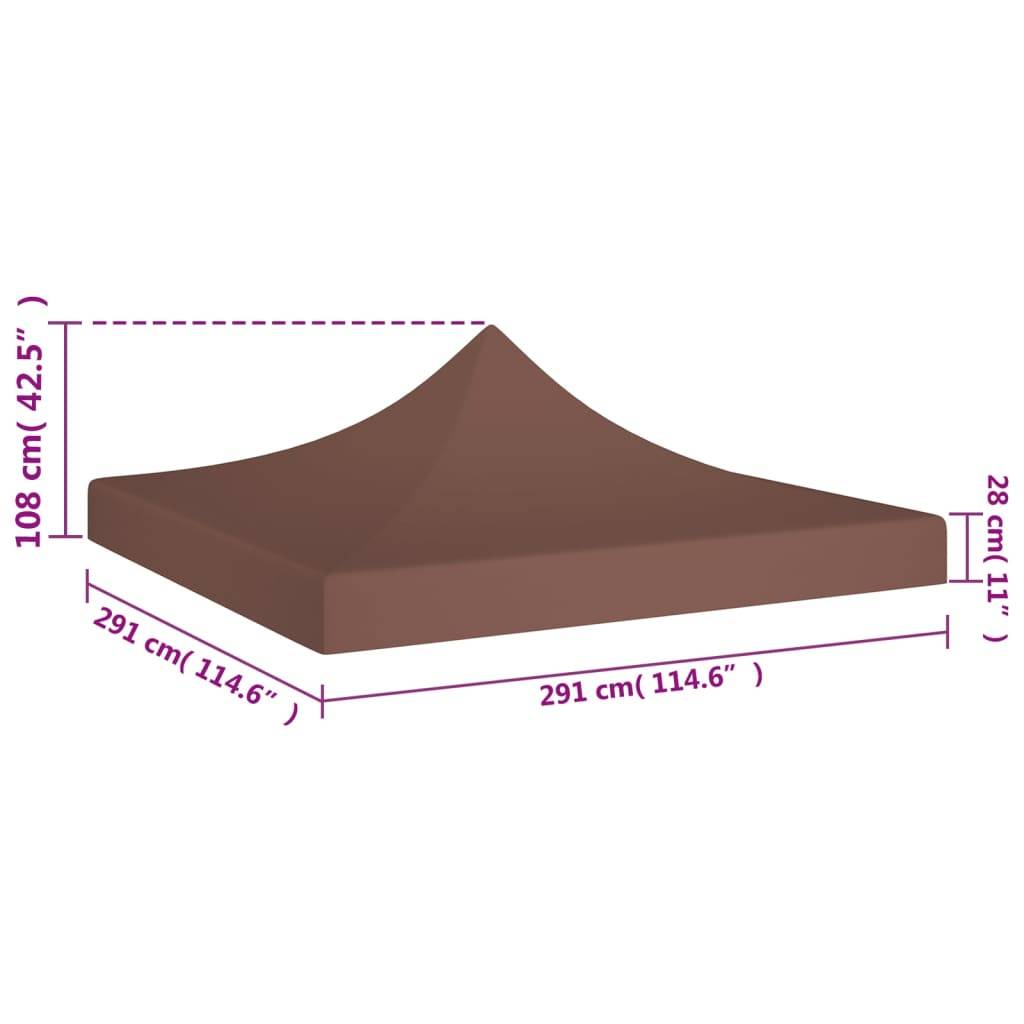 Toile de rechange - toile pour tonnelle tente 3x3 m Marron 270 g/m² - Meuble Pro - Image 5