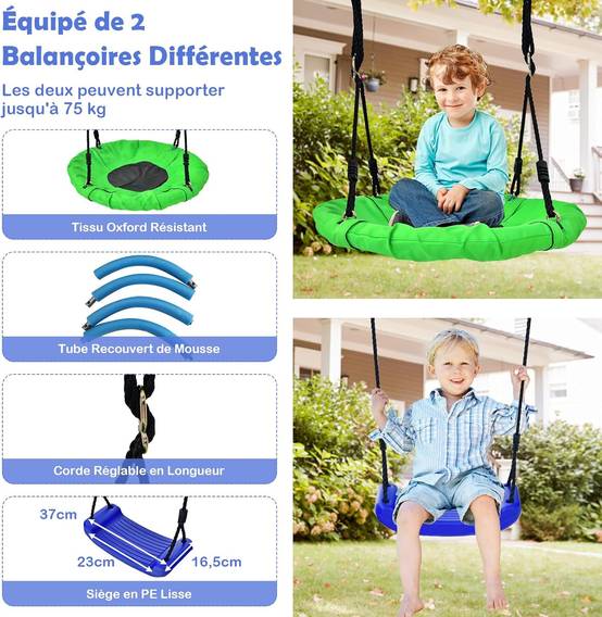5 en 1 Balançoire Enfants Extérieur avec Panier de Basket, Charge 75kg - Image 3