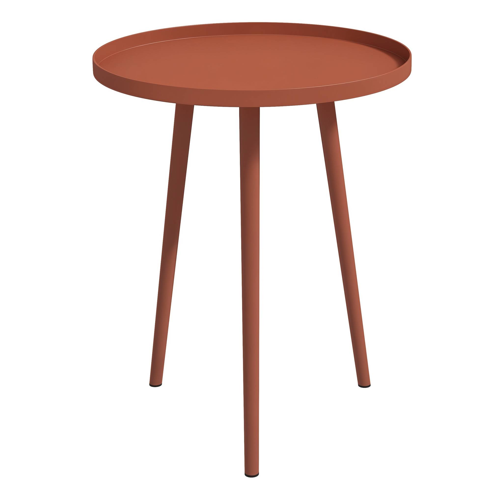 Sans Marque - Table basse de jardin ronde, table d'appoint extérieur avec bord rond en acier, dim. Ø40 x 50H cm rouge - Image 1