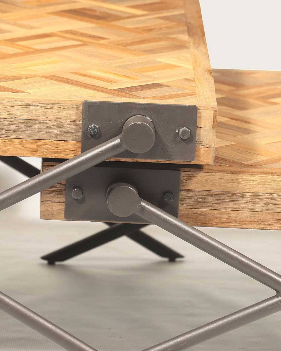 Loft - Table basse carrée gigogne en teck motif chevron - UNIQKA - Image 5