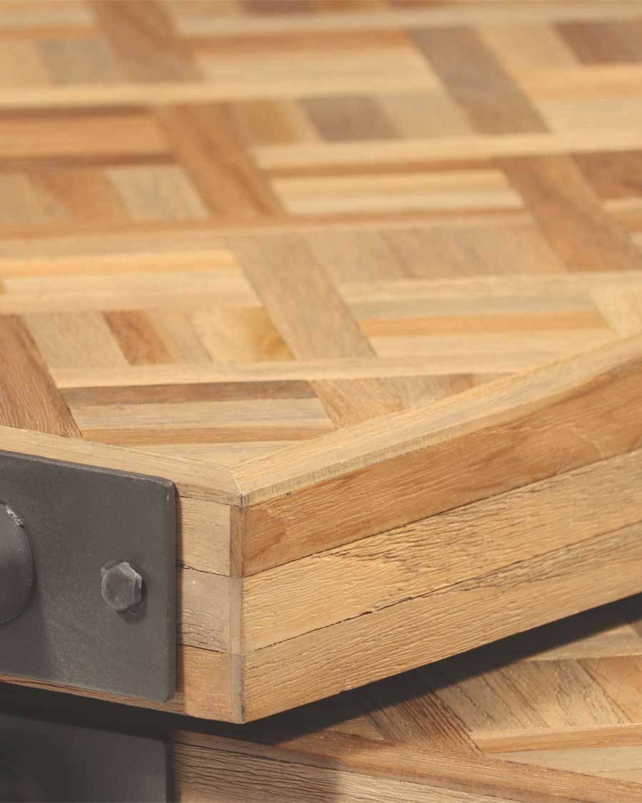 Loft - Table basse carrée gigogne en teck motif chevron - UNIQKA - Image 6
