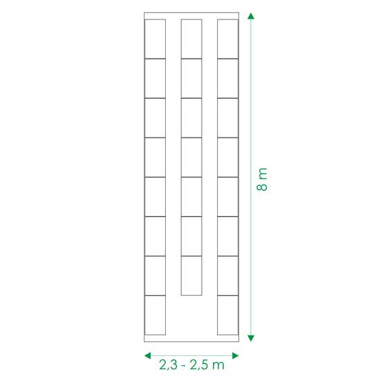Kit de jardinière surélevées pour une serre 2,5x8 m, acier galvanisé, Klasika Greenhouses - Image 6
