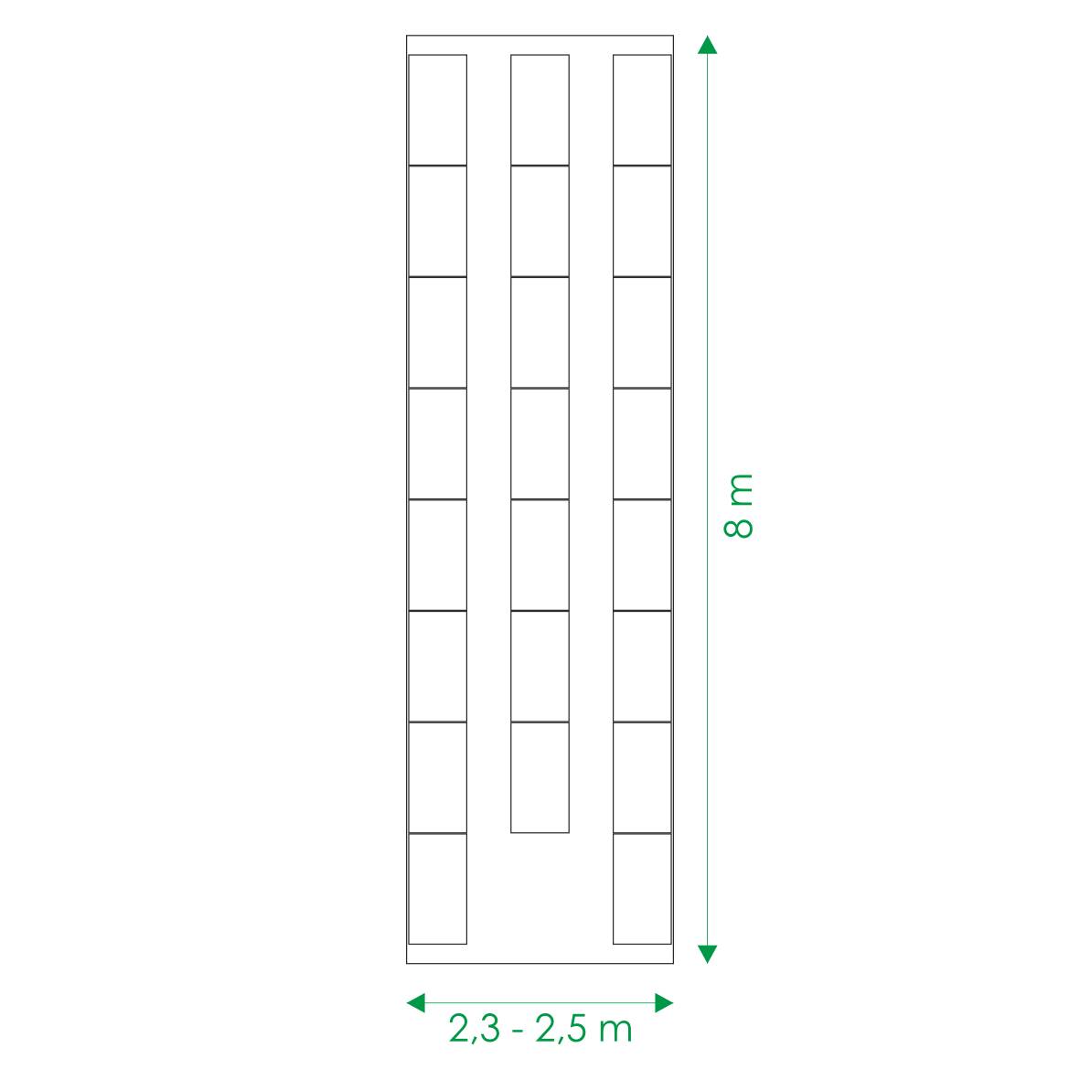 Kit de jardinière surélevées pour une serre 2,5x8 m, acier galvanisé, Klasika Greenhouses - Image 6