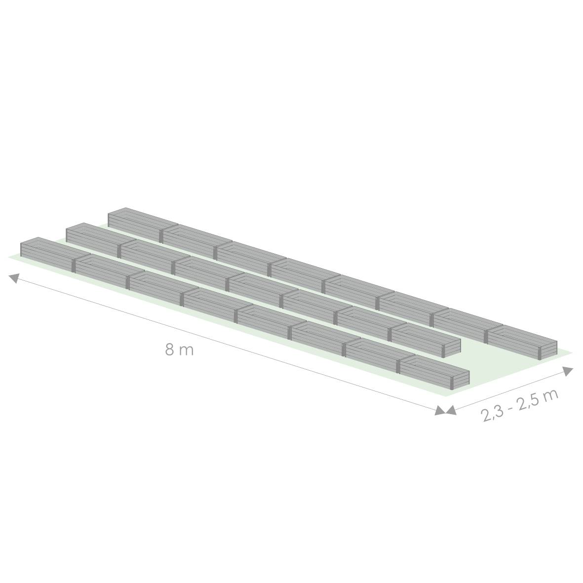 Kit de jardinière surélevées pour une serre 2,5x8 m, acier galvanisé, Klasika Greenhouses - Image 2