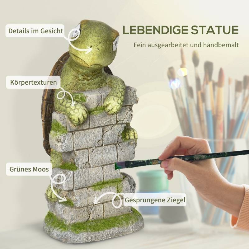 Statue Tortue Solaire Jardin Magnésie Éclairage LED 37cm Déco Extérieure - ComfortXL Outdoor Living - Image 4