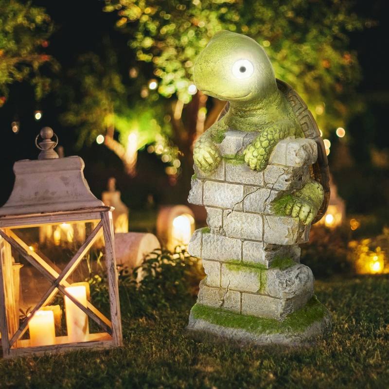 Statue Tortue Solaire Jardin Magnésie Éclairage LED 37cm Déco Extérieure - ComfortXL Outdoor Living - Image 1
