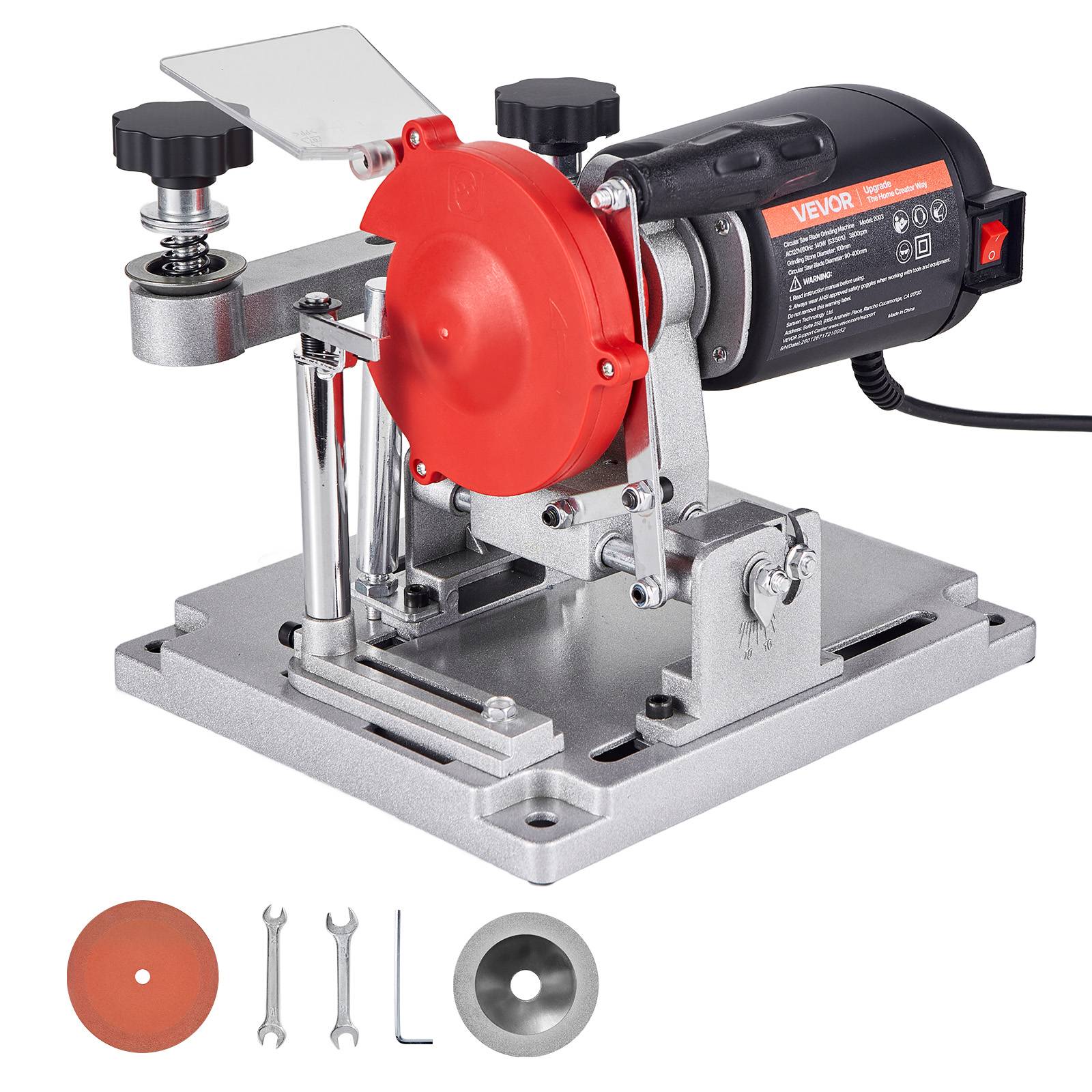 Vevor - VEVOR Affûteuse de lame de scie circulaire 90–400 mm, moteur 140 W, double meule céramique/diamant, meule inclinable ±25°. - Image 1