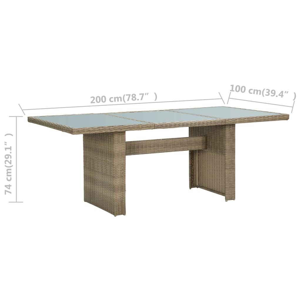 Table de Jardin Rectangulaire 8 Personnes, 200 cm, Résine Tressée Chocolat et Verre Transparent – ComfortXL Outdoor Living - Image 6
