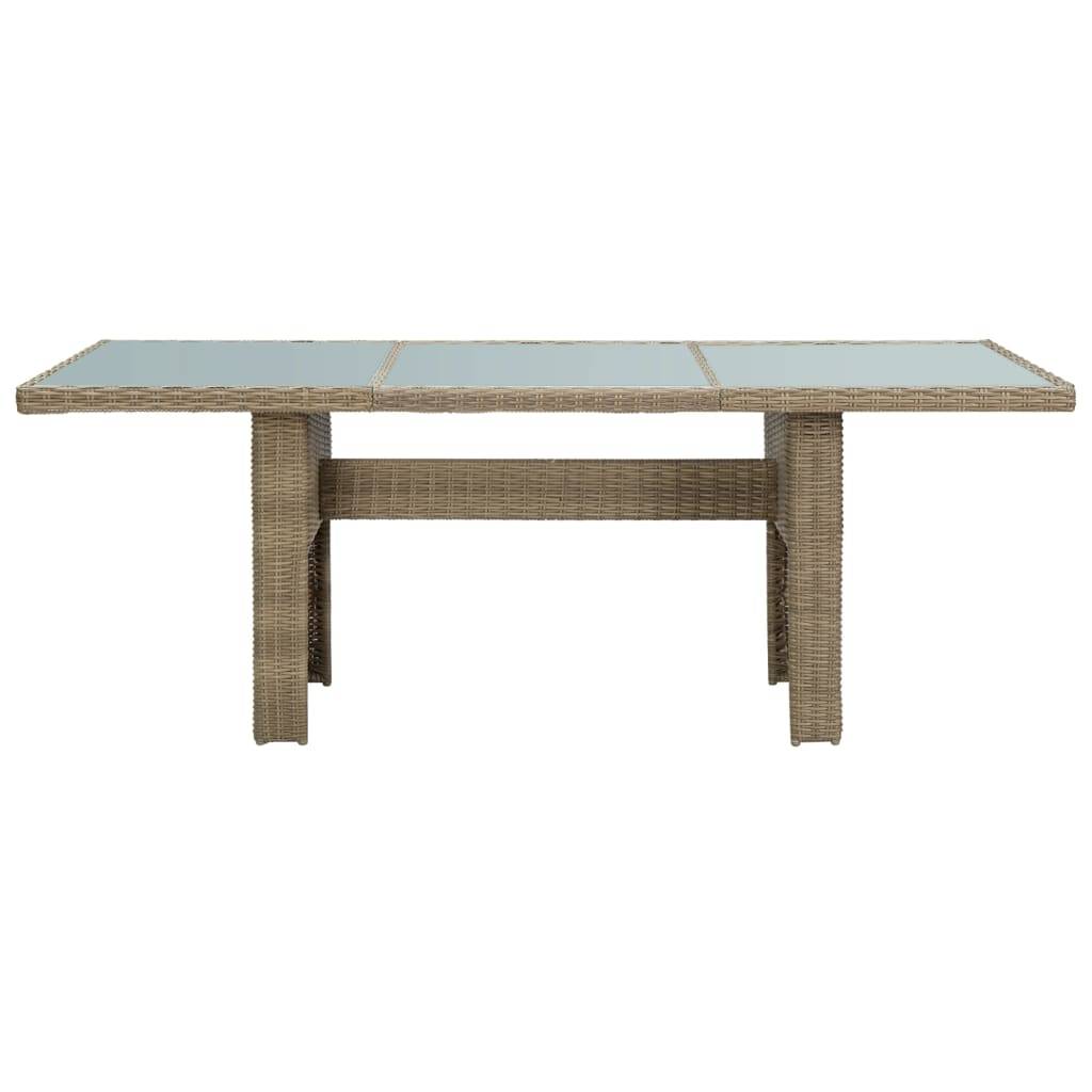 Table de Jardin Rectangulaire 8 Personnes, 200 cm, Résine Tressée Chocolat et Verre Transparent – ComfortXL Outdoor Living - Image 2