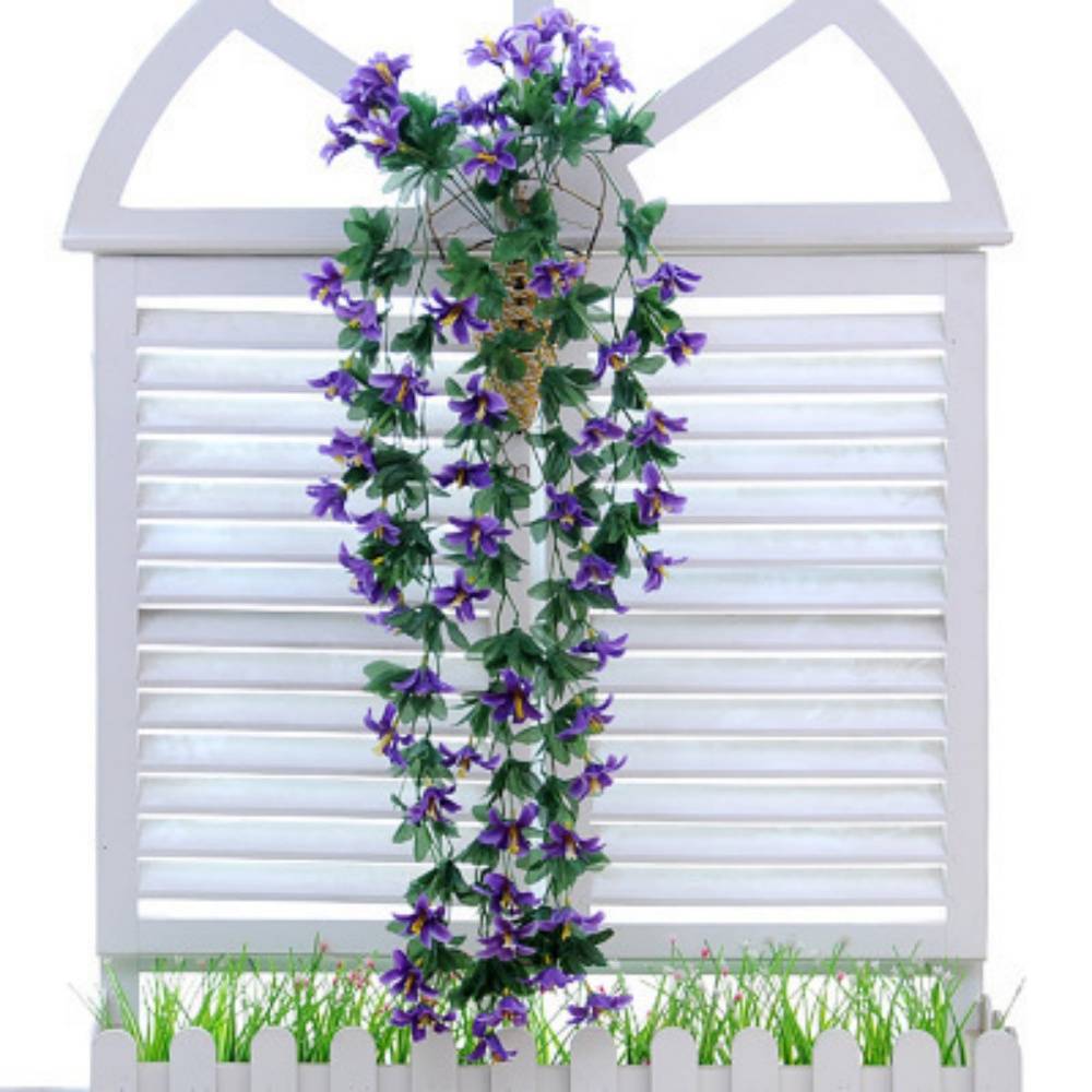 Décoration Murale Fleurs Artificielles Violet - Tiges et Panier Suspendu pour Intérieur - Lytech - Image 1