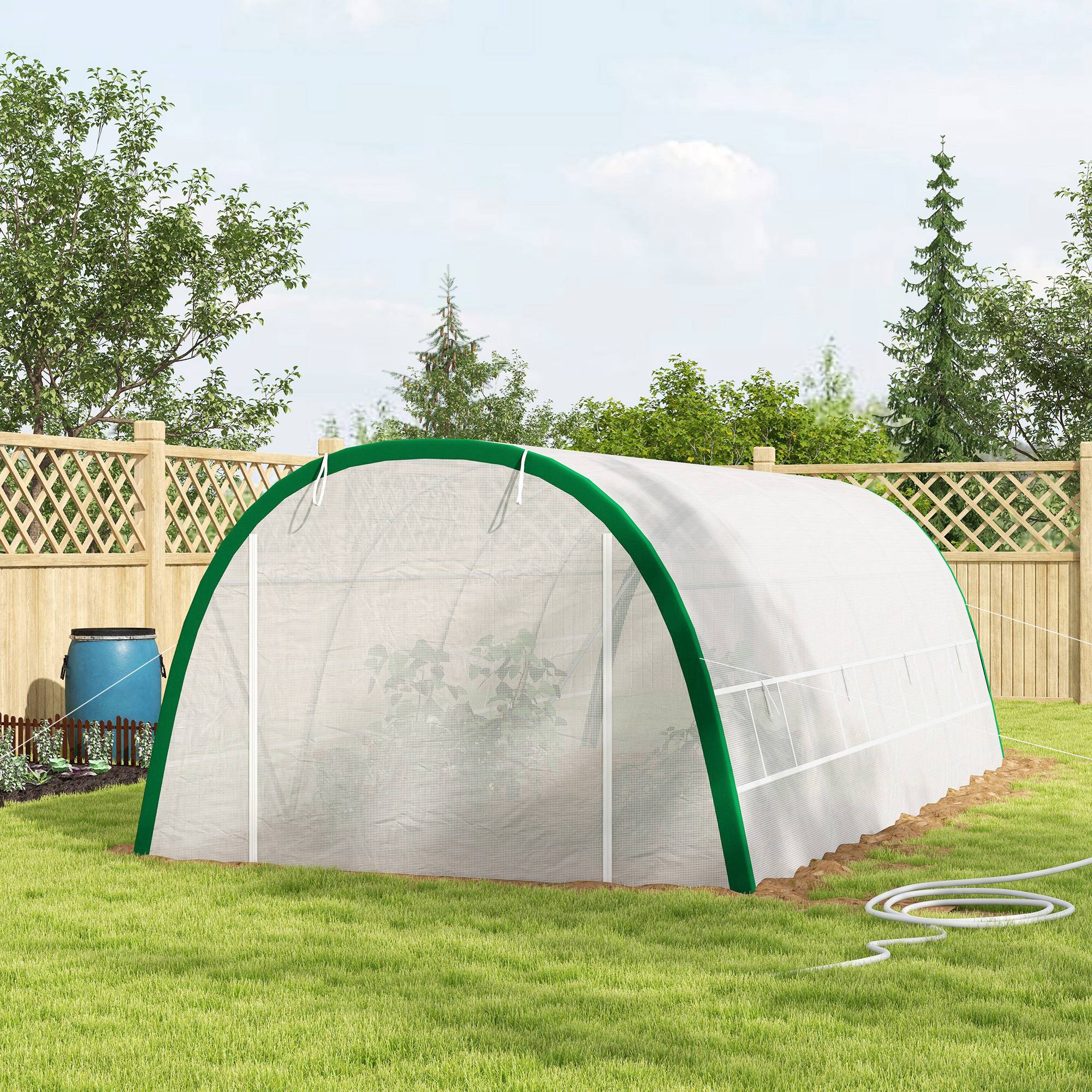 Serre Tunnel de Jardin 18 m² Acier Galvanisé Robuste 8 Fenêtres 6x3x2 m Blanc - ComfortXL Outdoor Living - Image 9