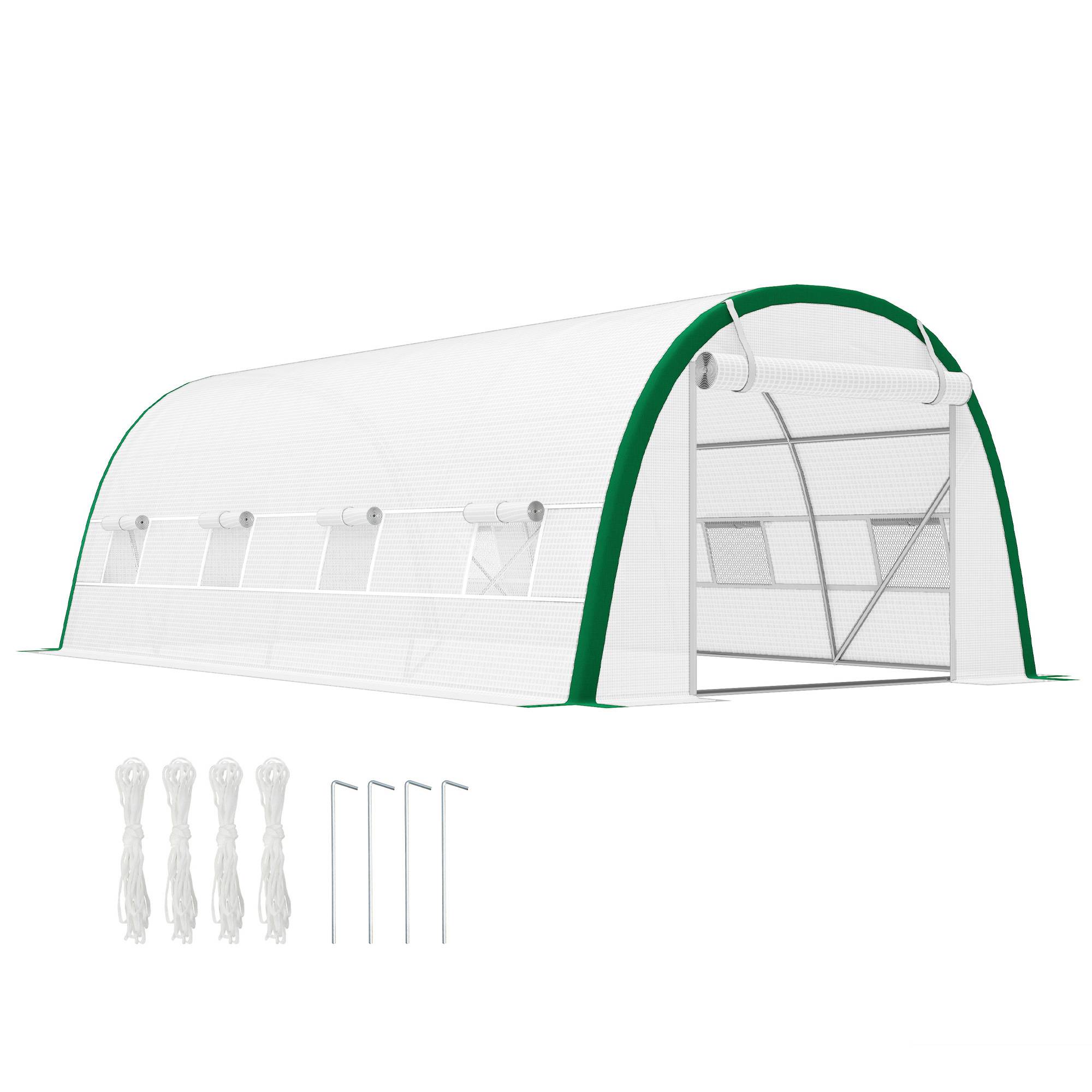 Serre Tunnel de Jardin 18 m² Acier Galvanisé Robuste 8 Fenêtres 6x3x2 m Blanc - ComfortXL Outdoor Living - Image 1