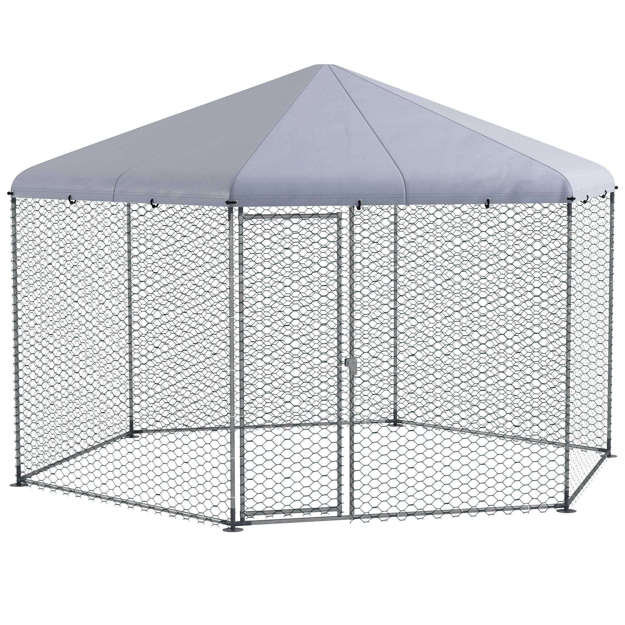 Enclos pour poulailler en acier galvanisé argent 400 x 346 x 263 cm - PANGIVO - Image 1
