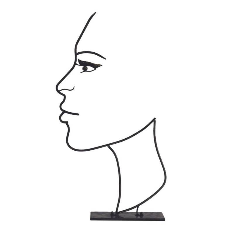 Déco jardin métal visage fil ombre noire - Noir 80 cm - Jardinex - Image 1