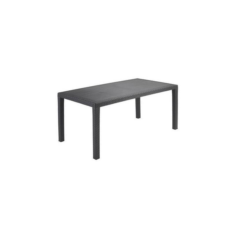 Table de jardin rectangle "Joker" en plastique effet rotin - Gris anthracite - L 138 x l 78 x H 72 cm - Image 1