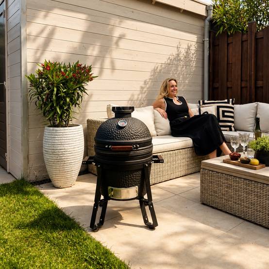 Barbecue kamado en céramique à poser Patton Epicure Compact 16" - Grille Ø 35,5 cm - Gris graphite - Image 2
