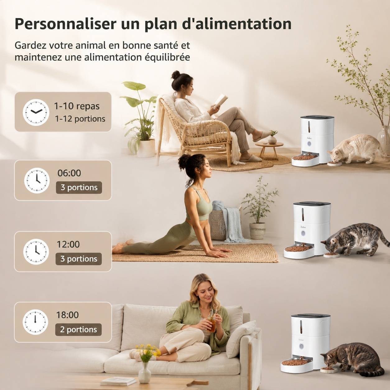 Distributeur Automatique de Nourriture pour Chat Wifi 2.4G 3L Contrôle APP 1 à 10 Repas Par Jour - Image 3
