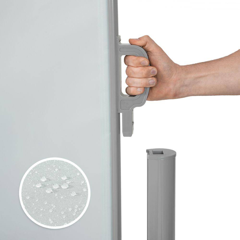 Helloshop26 - Auvent store latéral brise-vue paravent rétractable double gris 200 x 600 cm - Image 3