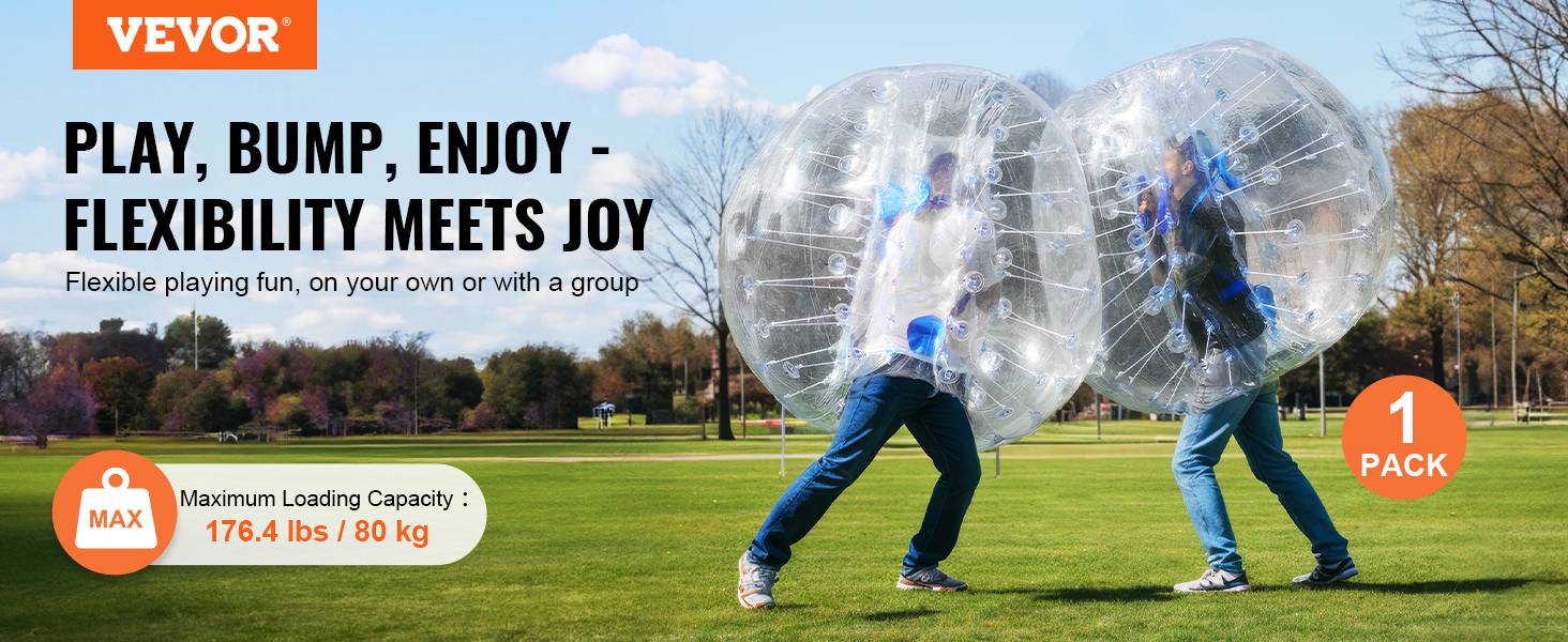 VEVOR Bulle gonflable transparente 1.2m, PVC 0.8mm, pour jeux en plein air adolescents/adultes, jardin. - Image 9