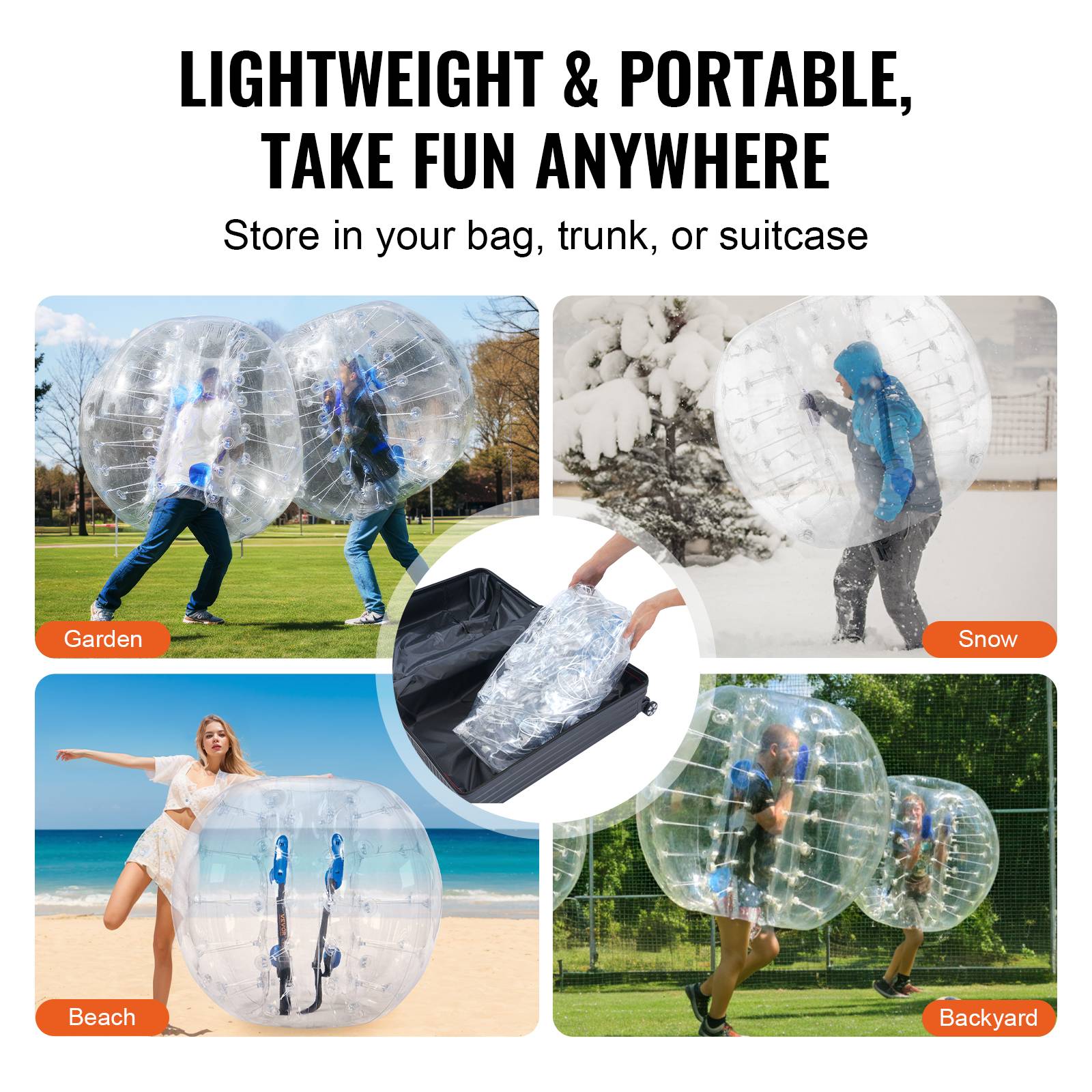 VEVOR Bulle gonflable transparente 1.2m, PVC 0.8mm, pour jeux en plein air adolescents/adultes, jardin. - Image 6