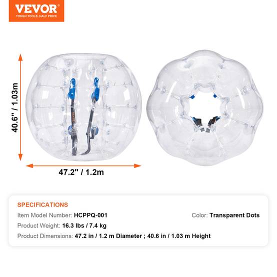 VEVOR Bulle gonflable transparente 1.2m, PVC 0.8mm, pour jeux en plein air adolescents/adultes, jardin. - Image 7