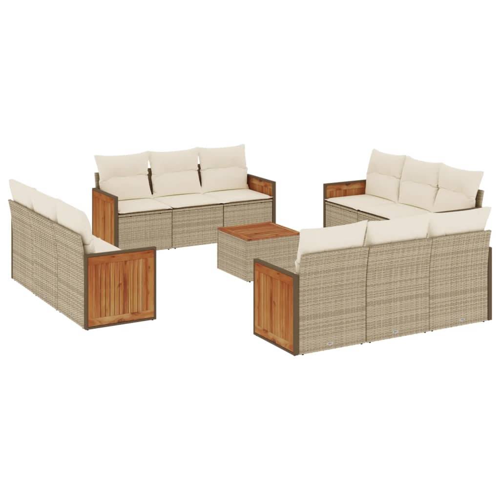 Vidaxl - Salon de jardin avec coussins 13 pcs beige résine tressée vidaXL 3227521 - Image 2