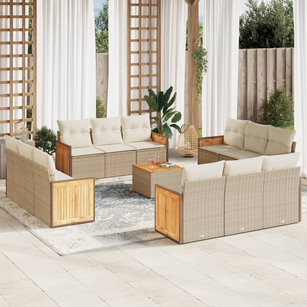 Vidaxl - Salon de jardin avec coussins 13 pcs beige résine tressée vidaXL 3227521 - Image 1