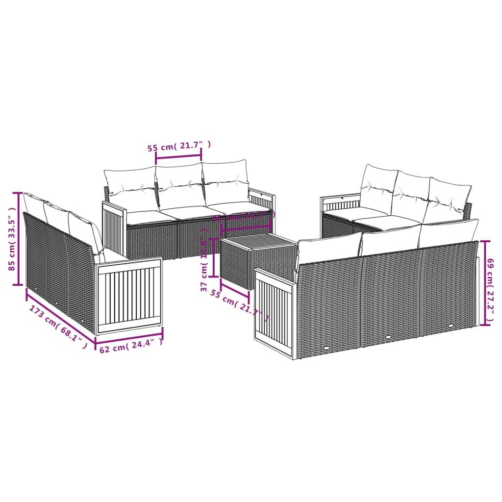 Vidaxl - Salon de jardin avec coussins 13 pcs beige résine tressée vidaXL 3227521 - Image 3