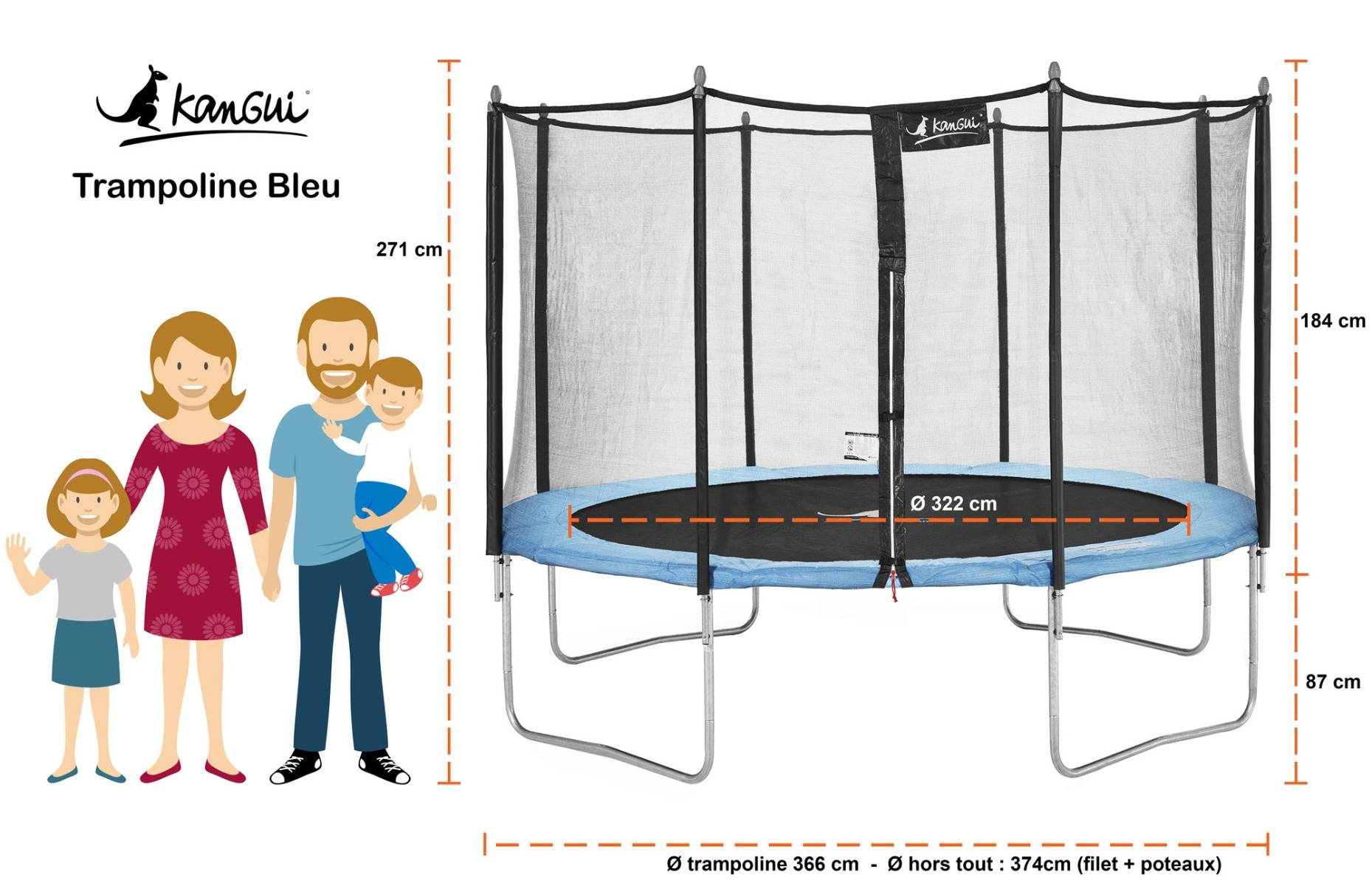 Kangui - Trampoline de jardin 366cm + filet de sécurité | Normes CE/EU Kangui - Image 7