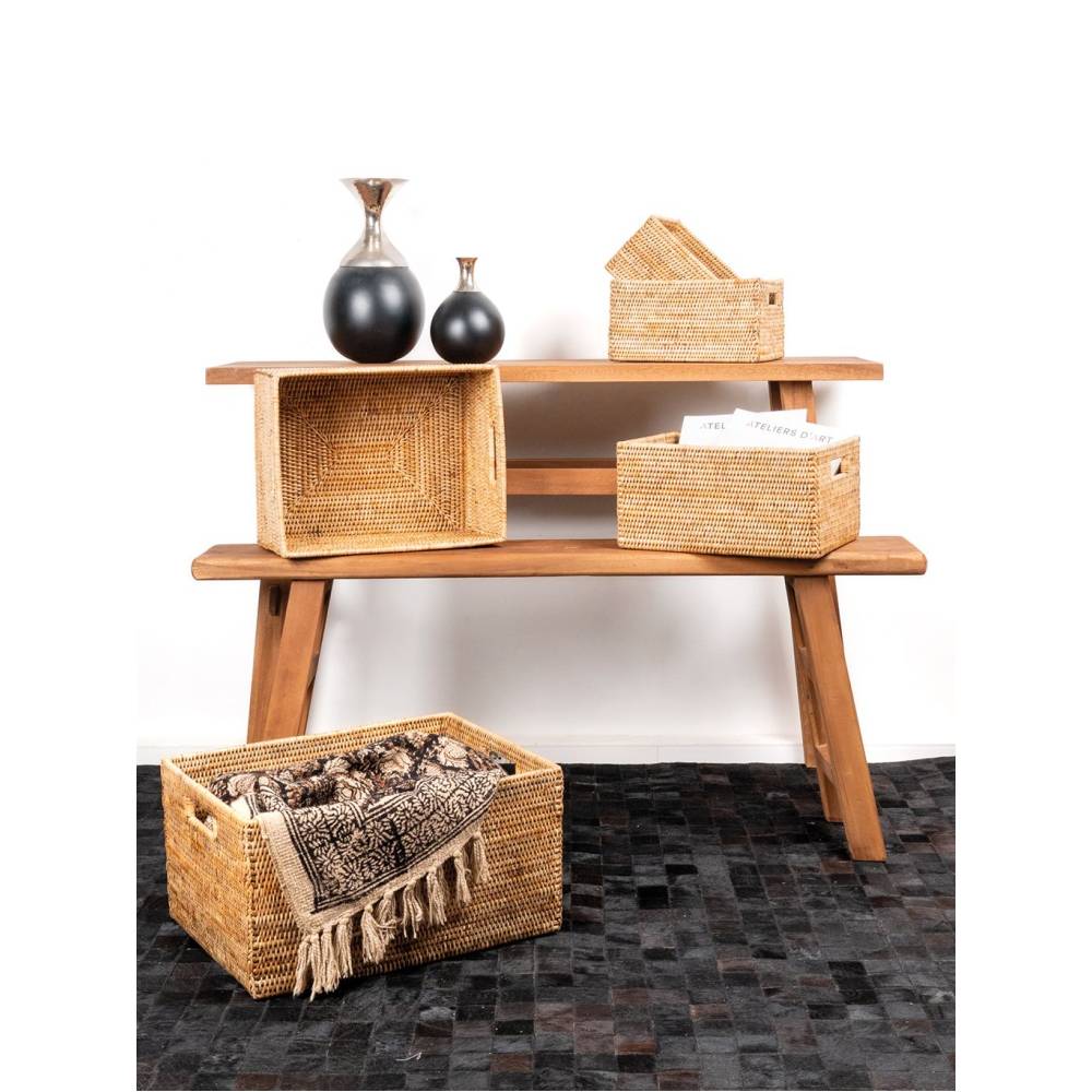 Aubry Gaspard - Panier de rangement en rotin naturel 28 x 22 x 15 cm - Image 2
