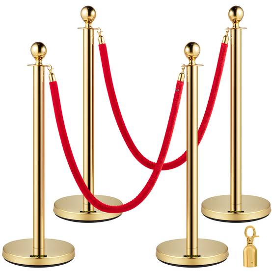 Vevor - VEVOR 4 poteaux de guidage avec cordons velours, hauteur 96cm, pour contrôle des foules et files d'attente. - Image 1